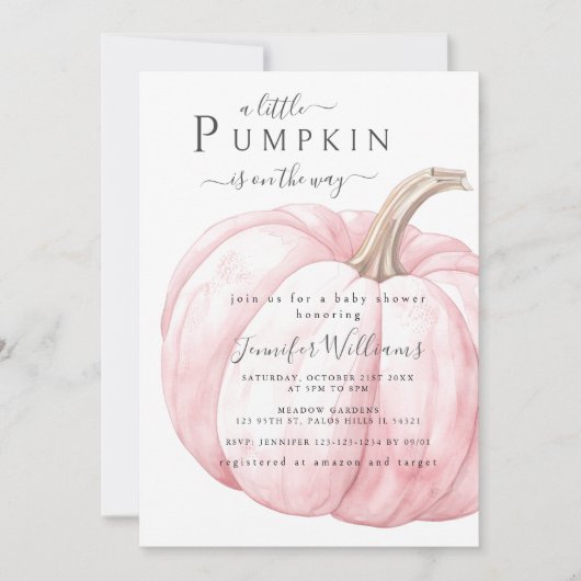 Schattigee Eenvoudige Roze Kleine Pompoen Baby Mei Kaart (Voorkant)