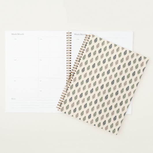 Schattigee Eenvoudige Sage Groene & Beige Boho Sti Planner (Display)