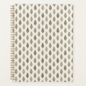 Schattigee Eenvoudige Sage Groene & Beige Boho Sti Planner (Voorkant)
