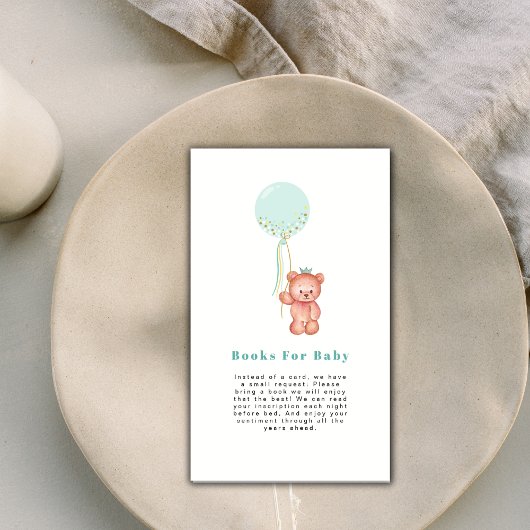 Schattigee Eenvoudige Teddy Bear Baby shower Boeke Informatiekaartje