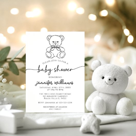 Schattigee Eenvoudige Teddybeer Met Bow Baby Boy S Kaart