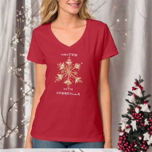 Schattigee eenvoudige typografie wintersneeuwvlok  t-shirt