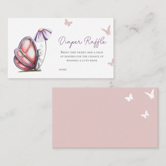 Schattigee Eenvoudige Vlinder Baby shower Luier Ra Informatiekaartje (Voorkant / Achterkant)