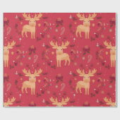 Schattigee Eenvoudige vrolijke kerst cartoon rendi Cadeaupapier (Vlak)