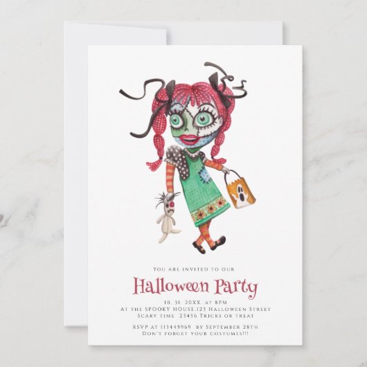 Schattigee eenvoudige waterverf halloween Invitati Kaart (Voorkant)