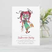 Schattigee eenvoudige waterverf halloween Invitati Kaart (Staand voorkant)