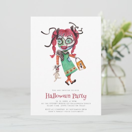 Schattigee eenvoudige waterverf halloween Invitati Kaart (Staand voorkant)