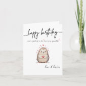 Schattigee & Eenvoudige Waterverf Hedgehog Verjaar Kaart (Voorkant)