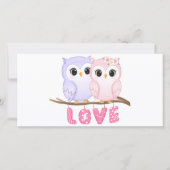 Schattigee Eenvoudige Waterverf Uilen Valentijn Pl (Voorkant)