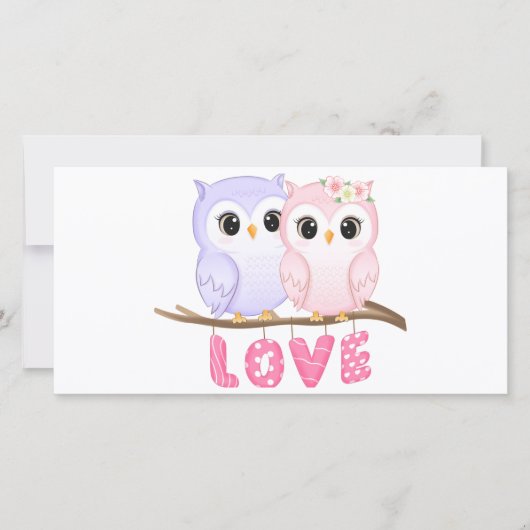 Schattigee Eenvoudige Waterverf Uilen Valentijn Pl (Voorkant)