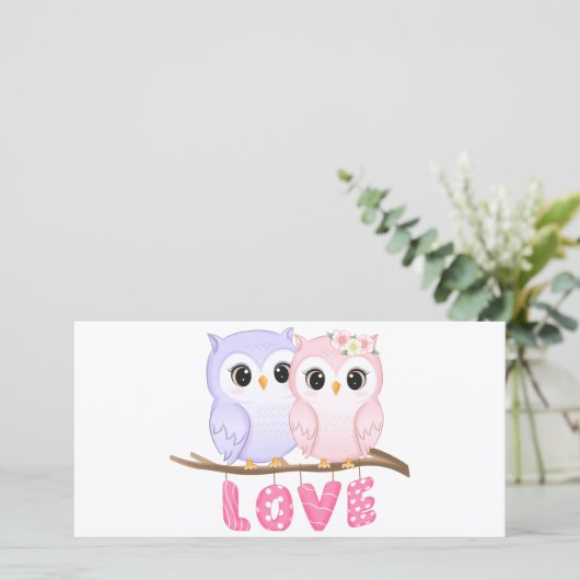 Schattigee Eenvoudige Waterverf Uilen Valentijn Pl (Staand voorkant)