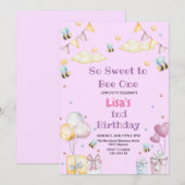 Schattigee eerste 1e verjaardag Honing Sweet Bee Kaart (Voorkant / Achterkant)