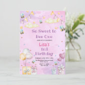 Schattigee eerste 1e Verjaardag Honing Sweet Bee P Kaart (Staand voorkant)