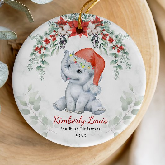 Schattigee eerste baby Kerst baby olifant meisje C Keramisch Ornament