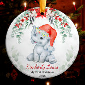 Schattigee eerste baby Kerst baby olifant meisje C Keramisch Ornament