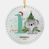 Schattigee eerste baby kerstboom keramisch ornament (Voorkant)