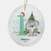 Schattigee eerste baby kerstboom keramisch ornament (Links)