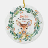 Schattigee eerste baby kerstkrans baby lief keramisch ornament (Voorkant)