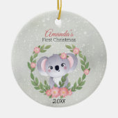 Schattigee eerste baby kerstkrans keramisch ornament (Voorkant)
