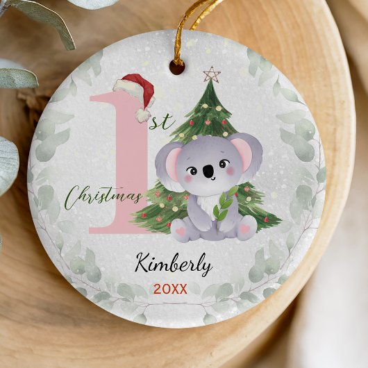 Schattigee eerste baby meisje kerstboom keramisch ornament