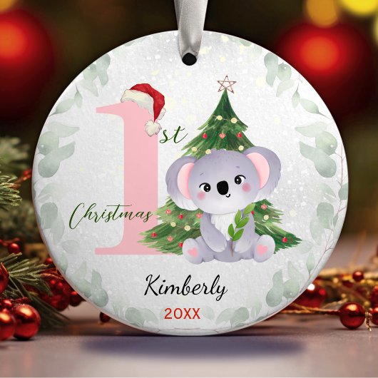 Schattigee eerste baby meisje kerstboom keramisch ornament