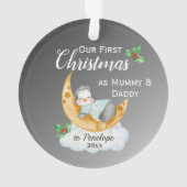Schattigee eerste kerst als mama & papa Baby Pengu Ornament (achterkant)