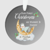 Schattigee eerste kerst als mama & papa Baby Pengu Ornament (voorkant)