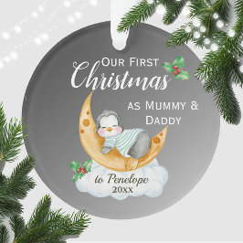 Schattigee eerste kerst als mama & papa Baby Pengu Ornament