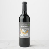 Schattigee eerste kerst als mama & papa Baby Pengu Wijn Etiket (Voorkant)