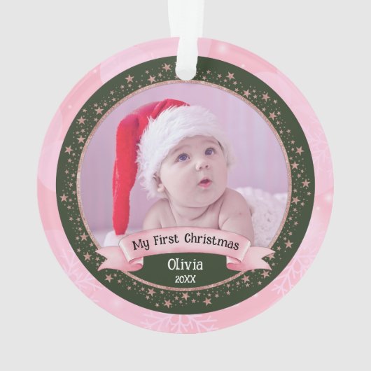Schattigee eerste kerst baby meisje twee foto Keep Ornament (achterkant)