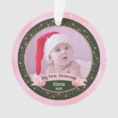 Schattigee eerste kerst baby meisje twee foto Keep Ornament (voorkant)