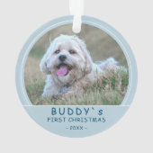 Schattigee Eerste Kerst Blauwe Puppy Hond Pet Foto Ornament (achterkant)
