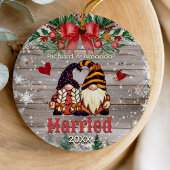 Schattigee eerste kerst getrouwde kabouters keramisch ornament