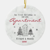 Schattigee eerste kerst in ons nieuwe appartement keramisch ornament (Voorkant)