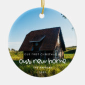 Schattigee eerste kerst in ons nieuwe huis Foto Keramisch Ornament (Voorkant)