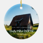 Schattigee eerste kerst in ons nieuwe huis Foto Keramisch Ornament (Achterkant)