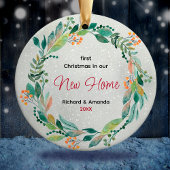 Schattigee eerste kerst nieuwe huiskrans keramisch ornament