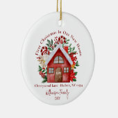 Schattigee eerste kerst ons nieuwe thuis foto Orna Keramisch Ornament (Rechts)