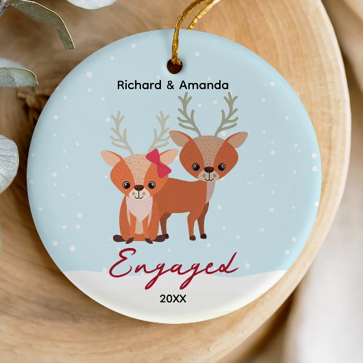 Schattigee eerste Kerst verloving hertenpaar Keramisch Ornament