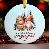 Schattigee eerste kerst verloving noordse thema keramisch ornament