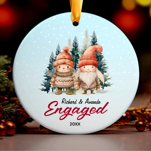 Schattigee eerste kerst verloving noordse thema keramisch ornament