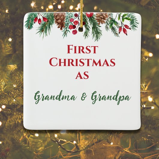 Schattigee eerste kerstdag als opa en oma keramisch ornament