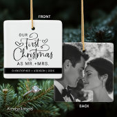 Schattigee Eerste Kerstdag Mr. Mrs Photo Christmas Keramisch Ornament