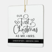 Schattigee Eerste Kerstdag Mr. Mrs Photo Christmas Keramisch Ornament (Links)