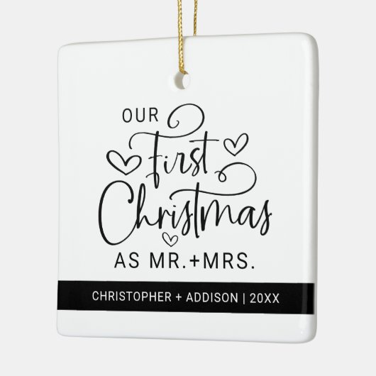 Schattigee Eerste Kerstdag Mr. Mrs Photo Christmas Keramisch Ornament (Links)