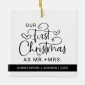 Schattigee Eerste Kerstdag Mr. Mrs Photo Christmas Keramisch Ornament (Voorkant)