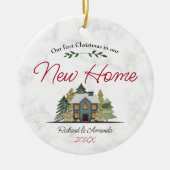 Schattigee eerste kerstdagen in onze nieuwe huisbo keramisch ornament (Voorkant)