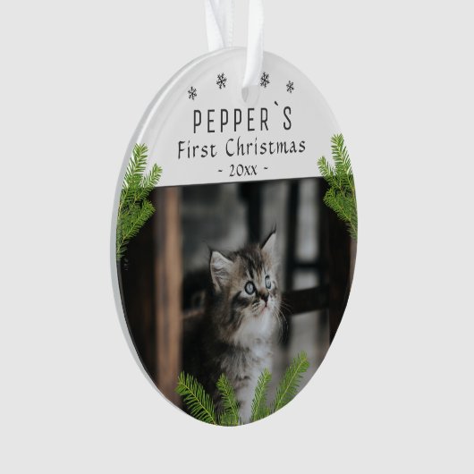 Schattigee Eerste Kerstmis Kitten Kat Kerst Foto Ornament (voorkant)