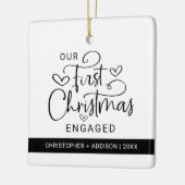 Schattigee eerste kerstverloofde kerstfoto keramisch ornament (Links)