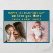 Schattigee eerste Moederdag mama| Foto Folie Feestdagenkaart (Voorkant)